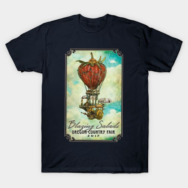 Blazing Strawberry Airship T-Shirt by flyingjillio